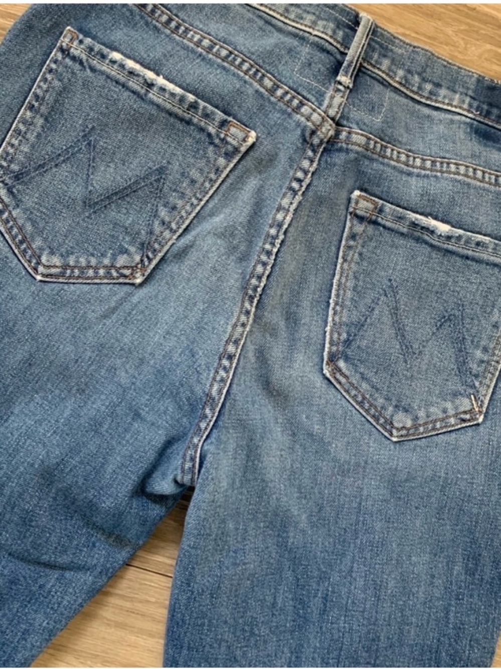 MOTHER Straight Leg Jeans in Medium Wash Blue - Picture 3 of 5
